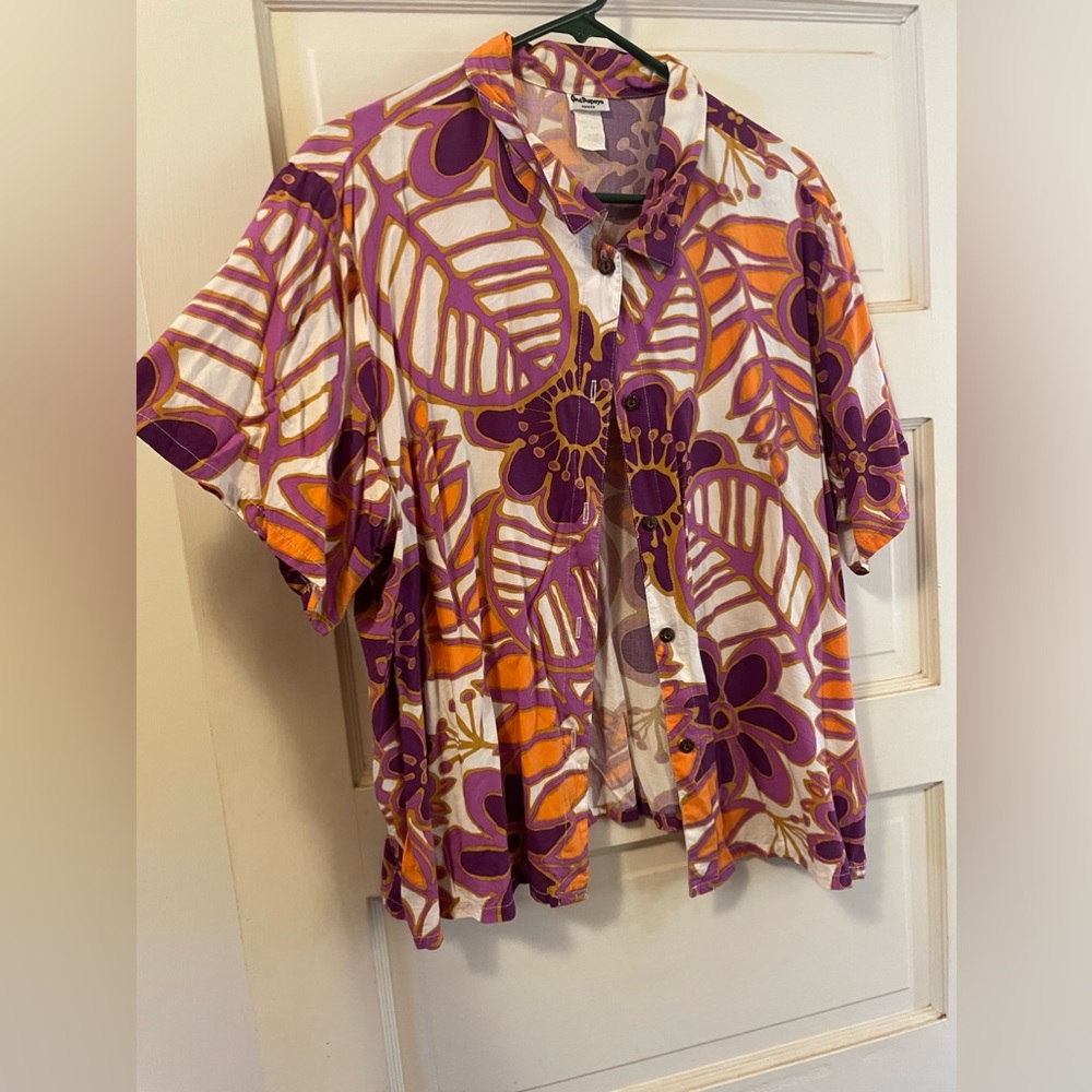 Hawaiian Style One Papaya button down shirt